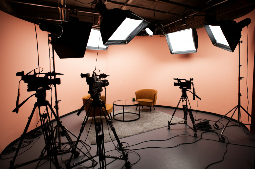 Television studio interview setup
